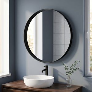 Specchio da Bagno Rotondo Nero da 20 Pollici con Cornice Profonda in Acrilico - Product Image 2