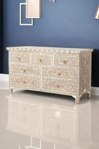 Commode de luxe artisanale en os incrusté de qualité export, design antique de luxe pour salon, hôpital, maison, bureau - Product Image 3