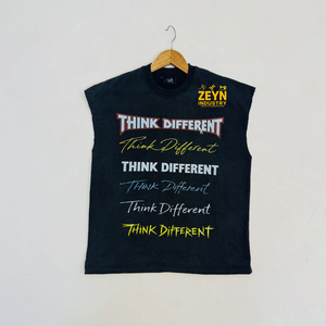 Camiseta de Manga Corta para Hombre ZEYN INDUSTRY, Estampado Think Different, Cuello Redondo Informal, Tejido de Poliéster/Algodón, Estilo Urbano, Color Sólido - Product Image 1