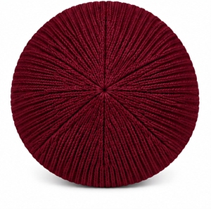 Bonnet unisexe en tricot côtelé bordeaux, couleur unie, style décontracté pour l'hiver - Product Image 2
