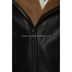 2025 OEM Premium Black Sheep-Skin Leather <b>Jacket</b> <b>Men's</b> Fur Collar Zipper Knitted Plus Size Winter Fashion <b>Jackets</b> - Product Image 4