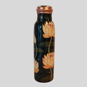Ocean Flow Art Copper Water <b>Bottle</b> Blue Marble Finish Reusable Hydration <b>Flask</b> Designer Drinkware Gift Collection Metal - Product Image 5