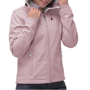 Chaqueta de Mujer de Última Moda, Color Rosa Bebé, Lisa, Transpirable, con Estampado Personalizado, Chaqueta Softshell Impermeable y Cortavientos para Exteriores - Product Image 1