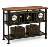 Console d'entrée en métal antique avec plateau en bois pour salon, rangement, durable, facile à assembler, mobilier de maison