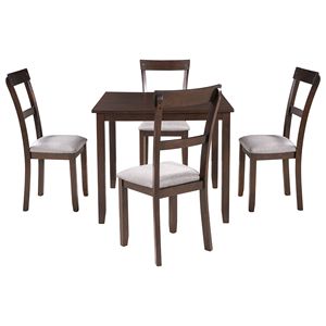 Set da Pranzo Industriale in Legno Espresso con 5 Pezzi: Tavolo da Cucina e 4 Sedie per Sala da Pranzo - Product Image 2