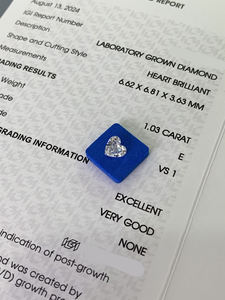 Diamants blancs en forme de cœur cultivés en laboratoire CVD, certifiés IGI, pureté VVS, 1,02 ct/1,03 ct, vente en gros, pour bijoux - Product Image 2