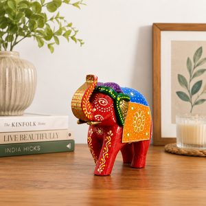 Hand-Painted Wooden <b>Elephant</b> Figurine | Colorful Indian <b>Elephant</b> Statue | Handmade Wooden Home <b>Decor</b> & Gift Item - Product Image 6
