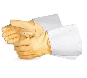 Leather Safety <b>Gloves</b> Orange <b>Knit</b> Wrist Heat Resistant Anti-Heat Full Texture Smooth Surface Waterproof Latex-Free Abrasion 7 oz - Product Image 5