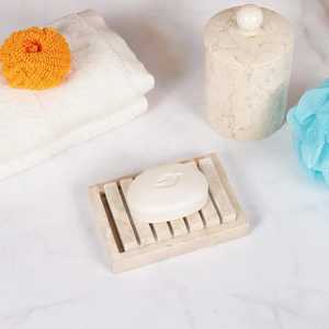 Natural Marble Soap Dish Slotted Stone Bar Soap Holder Rectangular Self Draining Countertop Soap Saver <b>Tray</b> <b>Bath</b> Accessories - Product Image 1