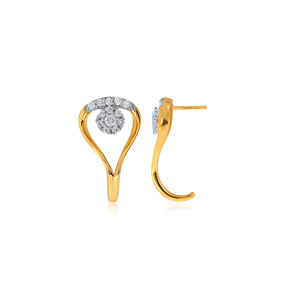 Boucles d'oreilles clous en or jaune 18 carats avec diamants en forme de goutte d'eau, diamants de laboratoire taille ronde pour femme - Product Image 3