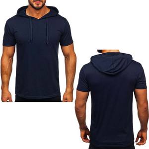 Sudadera con Capucha de Manga Corta para Hombre, de Alto Rendimiento, Poliéster/Algodón, con Bolsillos con Cordón, Logotipo Personalizado, Azul Marino, Otoño, Bordada - Product Image 3