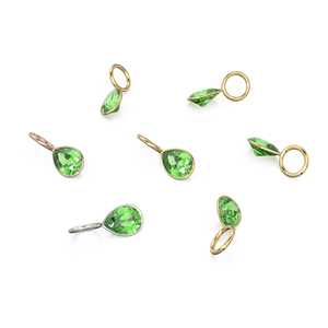 Colgante de Oro Sólido Amarillo de 14k con Peridoto Verde de 7mm, Engaste para Joyería / Piedra de Nacimiento de Agosto / Gema de Olivino con Corte Pera - Product Image 2