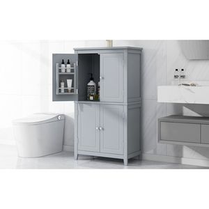 Elegante Mobile Bagno a 4 Ante Indipendente con Ripiani Regolabili - Unità Arredo Bagno - Product Image 1