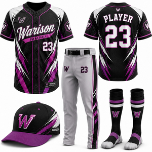 Wholesale Unisex Baseball Uniform Jersey And Pants Set With Socks And Caps Sublimation Plus Size Softball Uniform Set - Product Image 4
