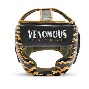 Venomous Tiger Viper Leather <b>Training</b> <b>Head</b> Guard Breathable Reinforced Padding Clear Full Face Protection for Boxing Safety - Product Image 2