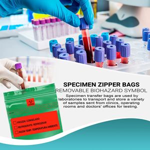Pack 1000 Polyéthylène Basse Densité Imprimé 6x9 Vert Biohazard Spécimen Transfer Bags 1.75 Mil pour les Besoins de Santé pour les Infirmeries - Product Image 5