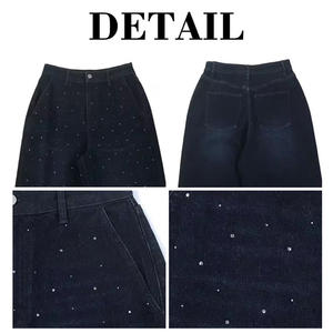 Pantalones Vaqueros de Hombre de Corte Recto 100% Algodón con Pedrería y Lavado Snow Wash, Vaqueros Decorativos Premium al por Mayor OEM ODM - Product Image 5