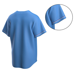 เสื้อเบสบอลชาย สีฟ้าอ่อน แขนสั้น ติดกระดุมด้านหน้า ปักโลโก้ ทรงปกติ ผ้าโพลีเอสเตอร์ เสื้อผ้าผู้ใหญ่ หมายเลขเบสบอล - Product Image 3