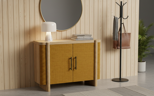 Aparador Moderno de 2 Puertas de Roble Macizo para Sala de Estar - Almacenamiento Resistente al Agua con Diseño Minimalista - Product Image 5