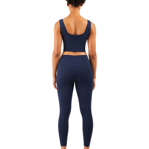 Ensemble de yoga deux pièces pour femme, taille haute, 100 % coton, séchage rapide, extensible, respirant, écologique, avec logo personnalisé, en promotion - Product Image 2