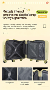 Valise à roulettes 6 roues pour enfant, avec plusieurs compartiments internes, pédale pliable et porte-bouteille arrière – Vente en gros - Product Image 6