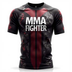 สินค้ามาใหม่ คุณภาพพรีเมียม เสื้อรัดกล้ามเนื้อ FIVE B SPORTING MMA สำหรับกีฬา MMA พิมพ์โลโก้ได้ตามต้องการ ผลิตจากผ้าสแปนเด็กซ์/โพลีเอสเตอร์ ยืดหยุ่น แห้งเร็ว สำหรับทุกเพศ - Product Image 5