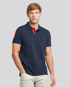 เสื้อเชิ้ตแขนสั้นสีน้ำเงินกรมท่าสำหรับผู้ชายไซส์ XL  โลโก้สีแดงที่คอเสื้อด้านหลัง  ผ้าฝ้ายอ๊อกซ์ฟอร์ดเนื้อแน่น  ดีไซน์กันยับ - Product Image 3