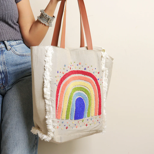Sacs fourre-tout arc-en-ciel élégants, sac au design coloré pour filles par Whimsy Art Craft - Product Image 5