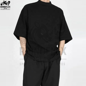 เสื้อยืดคอกลมทรงบ็อกซี่ผ้าฝ้ายสำหรับผู้ชาย พิมพ์โลโก้ตามสั่ง ผ้าคุณภาพสูง รับผลิตแบบ OEM เสื้อยืดทรงบ็อกซี่ - Product Image 4