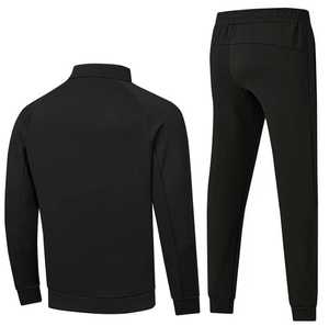 Survêtement pour homme, couleur unie, fermeture éclair intégrale, poches latérales, polyester respirant, décontracté, coupe régulière, col montant, manches longues - Product Image 2