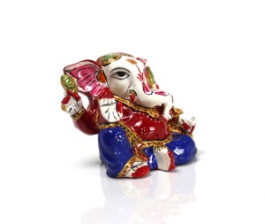 Meenakari-estatua de Metal artesanal, estatua de Lord Gaddi Ganesha religiosa india hecha a mano, esmalte, escultura de dios hindú - Product Image 2