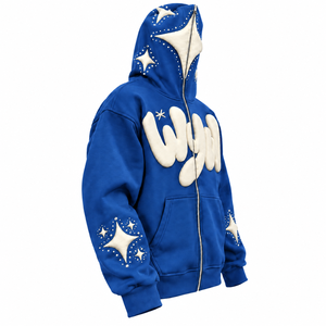 Nouveau style – Sweat à capuche zippé surdimensionné pour homme en coton 100 % écologique, marron, avec logo en polaire sur le devant, manches classiques, style hiver - Product Image 3