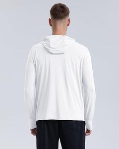 Sudadera con capucha blanca para hombre, con cremallera, manga larga, transpirable, de punto, informal, deportiva - Product Image 2