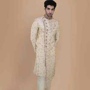 Traje Tradicional Indio/Pakistaní para Novio, Salwar Kameez para Boda Real, Prenda Tradicional Dulha, Sin Arrugas, Protección Solar - Product Image 1