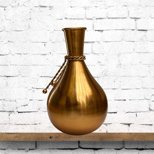 Book Your Crafts Premium Decorative Metal Vase Teardrop Shape Brushed Gold Finished <b>Table</b> Centerpiece - Product Image 6