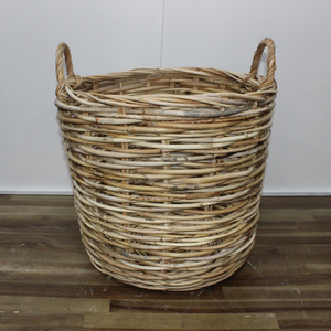 Trending Natural Rattan Storage <b>Basket</b> With Handles Circle Shape Rustic Style Laundry Storage <b>Basket</b> - Product Image 2