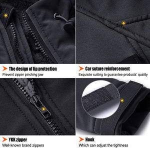 Men's Winter Soft <b>Shell</b> Hunting Jacket Windproof Warm Fleece Lined Outdoor Coat Solid Color Full Sleeve - Product Image 4
