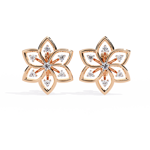 Aries Jewel Classic Designer Round Cut Lab Grown Diamond 14K Gold IGI Certified <b>Earring</b> <b>Tops</b> for Gift Party & Anniversary - Product Image 2