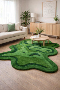 Tapis en laine tufté à la main, abstrait et moderne, avec motifs en relief - Product Image 2