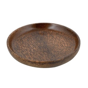 Plato Redondo de Madera Color Marrón Oscuro, Diseño Minimalista, Platos y Vajilla para Hogar y Hoteles, Platos para Servir la Cena - Product Image 4