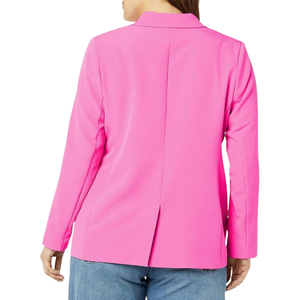 Blazer Largo Color Fucsia para Mujer, Corte Entallado, Frente Abierto, Ropa Formal de Oficina, Estilo Casual de Negocios, Prenda de Moda - Product Image 3