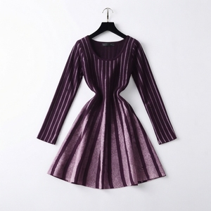 Robe décontractée à rayures pour femmes, manches longues, coupe trapèze, mini-robe, col rond, tenue élégante pour le bureau ou les fêtes - Product Image 4