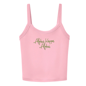 AKA <b>Crop</b> Tank <b>Top</b> Pink Women's Sleeveless Cotton Blend Fitted Casual Summer Cami Soft Stretch Fashion Everyday Wear - Product Image 1