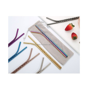 Luxury Stainless Steel Reusable Durable <b>Straw</b> Set High Quality Bar Accessories for Juice Smoothies Cocktails Daily Drinks - Product Image 1