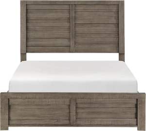 Traditional Design <b>Queen</b> Size Solid Wood Bed with Rustic Style Gray Finish Panel <b>Headboard</b> - Product Image 1