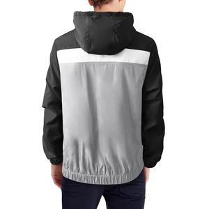 Mason Half <b>Zip</b> Windbreaker Jacket Plus Size Waterproof Lightweight Hooded Pullover Breathable Mesh Lining Front <b>Pouch</b> Pocket - Product Image 2