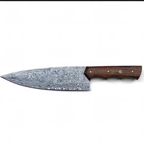 Couteau de chef artisanal en acier Damas avec manche en bois de noyer, outil de cuisine - Product Image 4