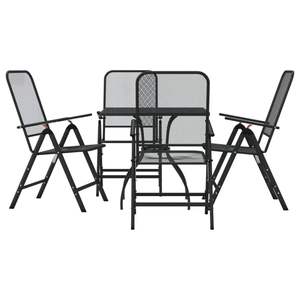 Ensemble de salle à manger de jardin pliable en métal anthracite à 5 pièces pour repas en plein air - Product Image 2