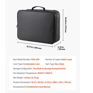Caja de Seguridad Portátil Multicapa para Documentos, Resistente al Fuego, para Oficina en Casa, Aislada al Calor hasta 1832 Fahrenheit, Impermeable, con Cerradura - Product Image 2