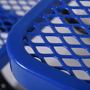 Tavolo da Picnic Quadrato in Acciaio Blu da 46 Pollici per Esterni con Supporto per Ombrellone - Product Image 4